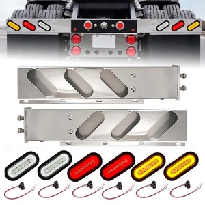 30" Stainless Mud Flap Hanger Bar 41LED Combo 2 Red 2 Amber 2 White 2.5" Bolt - Picture 1 of 24
