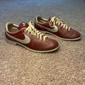 Zapatos de Bowling Nike De Colección Para Hombres 10 Borgoña Plata Cuero Puntera Dividida Retro Años 80 - Imagen 1 de 8