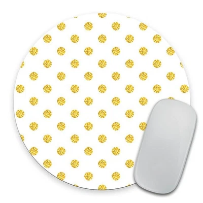 Real Rubber Gold Polka Dots Printing Pattern Round Mouse Pad - Gold Foil Mous... - Image 1 of 4