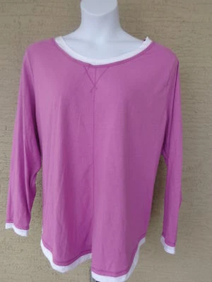 NEW Just  My Size 2X  L/S scoop neck Twofer Tee Top lavender/white  - Image 1 of 2