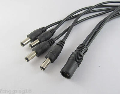 DC Power Splitter Cable 5.5x2.1mm Female To 4 Ports Male Adapter For CCTV Camera - Image 1 of 2