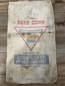 Vintage Landwirtschaft Werbung CORNHUSKER HYBRIDEN SAMEN MAIS Tasche. - Bild 1 von 2