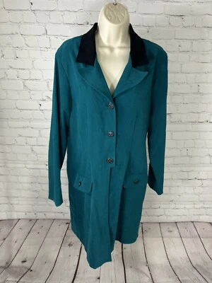 Винтажная женская футболка Jason Matthew's Teal с длинным рукавом с прорезями спереди/сзади на пуговицах 12 - Изображение 1 из 4