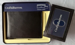 Croft & Barrow Portafoglio Porta Carte di Credito e Porta Carte di Credito Pelle Nero NUOVO - Foto 1 di 6