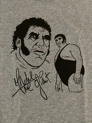 Andre the Giant drawing T-shirt Prowrestlingtees L Large WWE WWF AEW IMPACT - Image 1 of 4