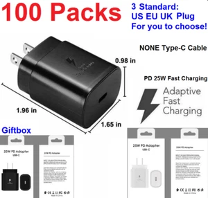 LOT 100X PD 25W USB-C Type-C Chargeur Mural Super Rapide pour Samsung S23 S22 S21 S20 - Photo 1 sur 25