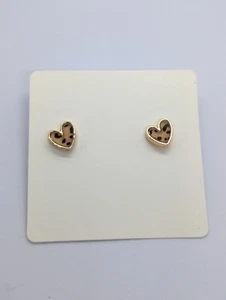 Orecchini cuore leopardato, borchie tono oro. Borchie cuore - Foto 1 di 7