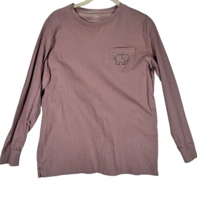 IVORY ELLA Pocket Tee Long Sleeve Top Purple Womens L 100% Cotton Elephant - Image 1 of 4