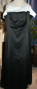 Niki black white satin formal bridesmaids wedding long dress evening 20 - Picture 1 of 4