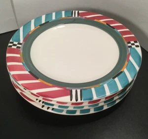 A Mallory - Alegre - Dinner Plates - FOUR - 4 - Art Pottery - Hand Painted - Ann - Picture 1 of 4