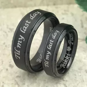 His & Hers Titanium Wedding Rings, Personalized Titanium Rings Anniversary Rings - Picture 1 of 7