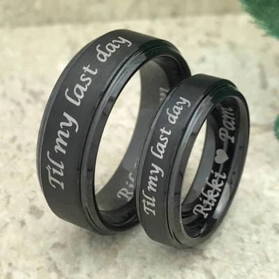 Anillos de tungsteno His & Hers, anillos de aniversario de tungsteno personalizados, anillo de promesa Foto 1 de 4