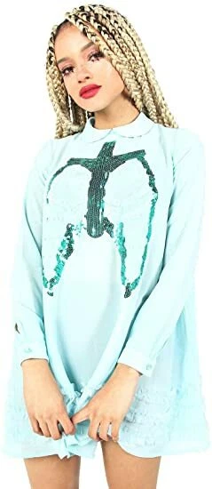 铁拳女式死亡美人鱼步行连衣裙蓝色 — 第 1/1 张图片