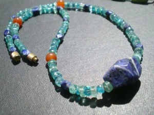 1 Rare Bactrian Lapis-Lazuli, Topaze & Cornelian Artistic Silk Road Necklace - Bild 1 von 1