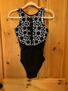 🌸Profile by Gottex Gr. 6 schwarz tiefer Ausschnitt transparente Seiten Einteiler Badeanzug - Bild 1 von 10