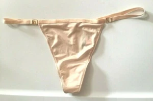 Victorias Secret Very Sexy Beige V-String Thong Panties L-XL Love V Logo Silky - Picture 1 of 12