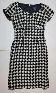 Etcetera Designer Women's Dress Black White Houndstooth Print ~ Size 0 - Picture 1 of 12