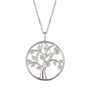 0.11 Carat Natural Diamond Tree Necklace Pendant 14K White Gold G SI 18 inches - Picture 1 of 1