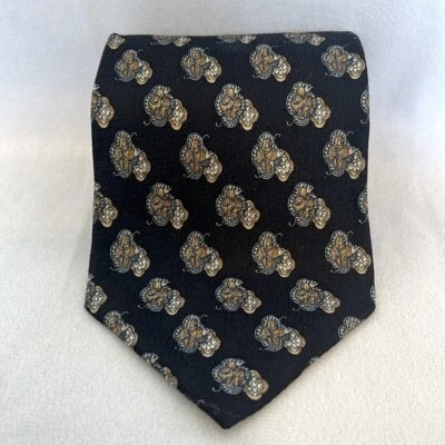 Colección Valentino Cravatte Estampado Negro Hecho a Mano en Italia 100% Seda Foto 1 de 4