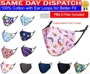 Comfortable Cotton Kids Children's Face Mask with Ear Loops Reusable Washable UK - Picture 1 of 21