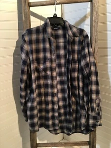 MADEWELL donna XS flanella quadri quadri quadri blu verde manica lunga bottoni 287 - Foto 1 di 12