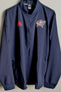 Men's Adidas Columbus Blue Jackets Hockey 1/4-Zip Loose Fit Pullover Shirt M NWT - Picture 1 of 5
