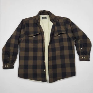 Red Head Large Button Up Shirt Black Buffalo Plaid Flannel Fleece Sherpa Shacket - Picture 1 of 18