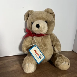 Vintage 1980 Trudy Toys waschbarer Bär Plüschtier Stofftier Braunbär 12 Zoll verbunden - Bild 1 von 4