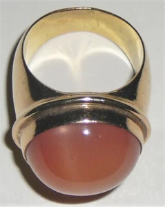 Peach cabochon moonstone and 14K gold custom designed ring size 7 - Picture 1 of 6