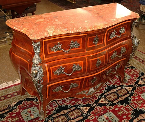 Gorgeous Italian Made Inlaid Marble Top Commode Dresser Chest of Drawers Cover