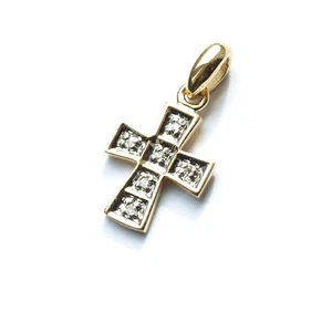 9ct Yellow Gold Diamond Cross with 16 inch Yellow Gold Chain - Free Gift Box - Picture 1 of 1