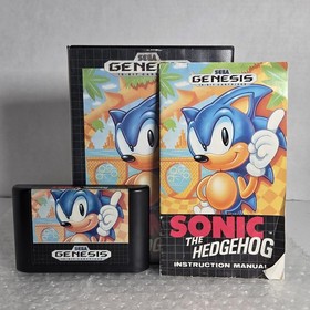 Sonic the Hedgehog 1 Sega Genesis First 1st Print Retail Version CIB Complete Te