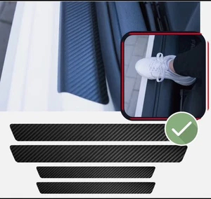 4x listones de protección de umbral de puerta de carbono adhesivo lámina protectora coche universal - Imagen 1 de 9