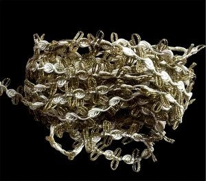 SALE 1/2 inch wide white and Metallic Gold rose braid price for 5 yards - Picture 1 of 3