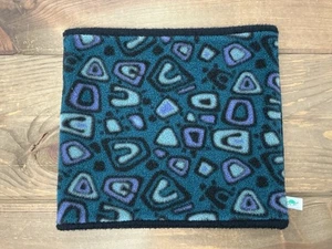 Vintage Turtle Fur Fleece Neck Warmer Gaiter Teal Purple Geometric Excellent - Picture 1 of 24