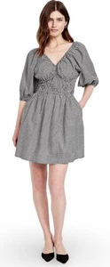 NWTS GAP OLD NAVY XL GINGHAM PUFFED SLEEVE PEPLUM FIT & FLARE DRESS W POCKETS - Picture 1 of 12