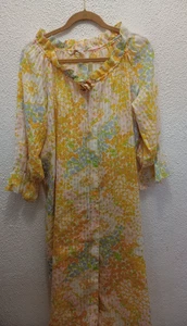 Vestido de Anfitriona Vintage Miss Elaine Hippy Boho Rosa Naranja Amarillo Mod - Imagen 1 de 9