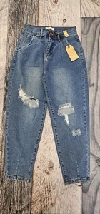 Pantalones de mezclilla para mujer Vibrant MIU tiro alto mamá 28x26 - Imagen 1 de 9