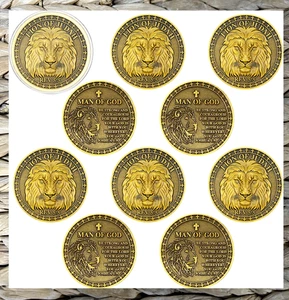 * 10 Pcs Lion of Judah Challenge Coin Joshua 1:9 Verse Christian Coins 1.57" - Picture 1 of 2