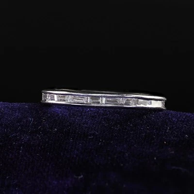Antigua banda de eternidad Art Deco platino baguette diamante antiguo - talla 4 1/2 Foto 1 de 4