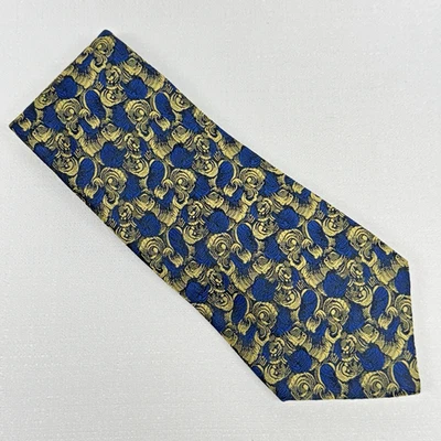 Corbata Artística Alessandro Di Milano Azul Dorado Poliéster Geométrica Remolino Funky Foto 1 de 4