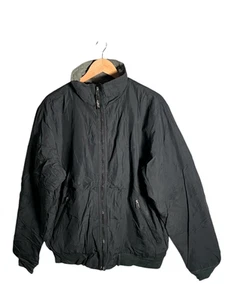 L.L.Bean Jacket Mens Size M Black Bomber Fleece Lined Logo Full Zip Pocket - Picture 1 of 13