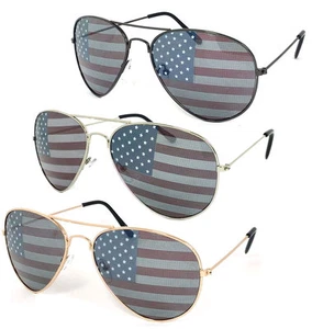 1 or 3 Pair(s) American USA Flag Pilot Sunglasses FREE Pouches UV Protection - Picture 1 of 20