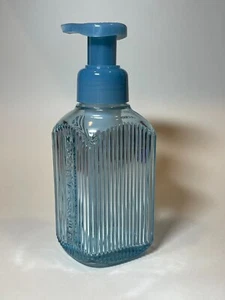 Bath & Body Works VERTICAL LINES BLUE GLASS Foaming Hand Soap Holder Dispenser - Picture 1 of 6