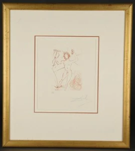 Salvador Dali Hand Signed Original Etching Mercury Caduceus Hermes Mythology COA - Picture 1 of 12