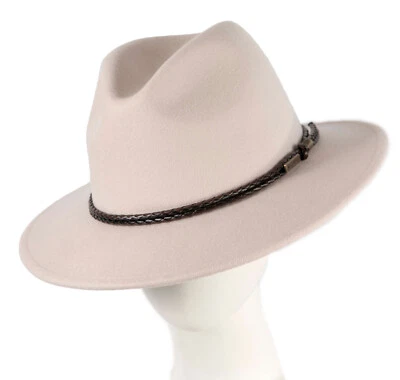 Sombrero Fedora Trilby de ala ancha de lana australiana crema. Triturable. Vendedor 100% australiano Foto 1 de 4