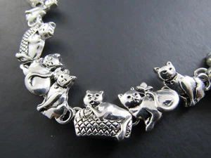 SILBERTON RUTSCHE CHARM KATZEN 7" ARMBAND (D1) - Bild 1 von 9