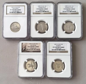 Set of (5) 1999-S Clad 25C Quarters ALL NGC Graded PF 70 Ultra Cameo;W919 - Picture 1 of 3