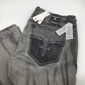 Rock Revival Mens Armory Biker Distressed Jeans Black Size 44 NWT - Picture 1 of 12