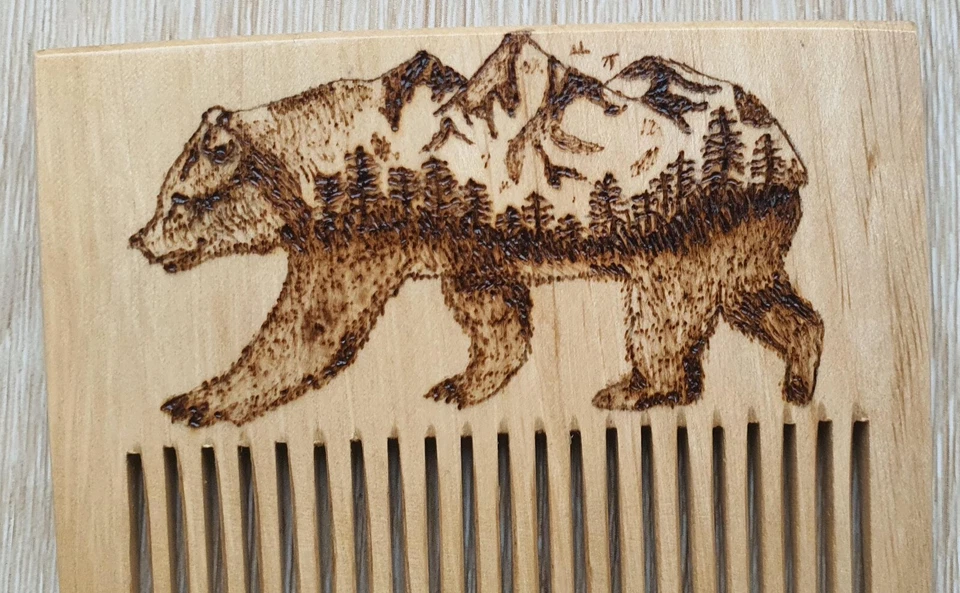 Personalised Wooden Hair Beard Comb Pyrographed  - Image 1 of 4